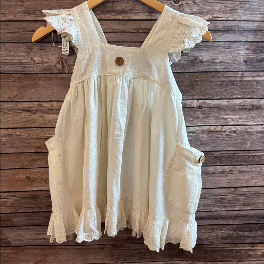White Ruffled Dress with Lace Details